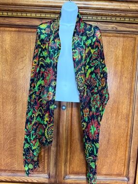 Women's Black Floral Lightweight Scarf Wrap